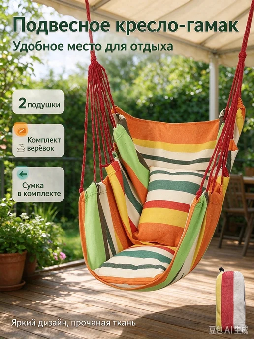 Качели подвесные, желтый