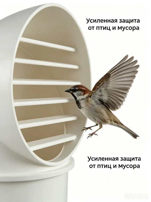 Колпак вентиляционный 160 мм для вытяжки, зонт на трубу ПВХ, белый, фото 7