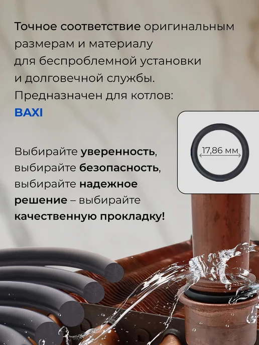 Прокладки первичного теплообменника EPDM 17.86 мм комплект, вариант, фото 4