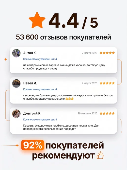 Кассеты для бритья мужские, 5 лезвий, 4 шт, 4 шт, фото 7