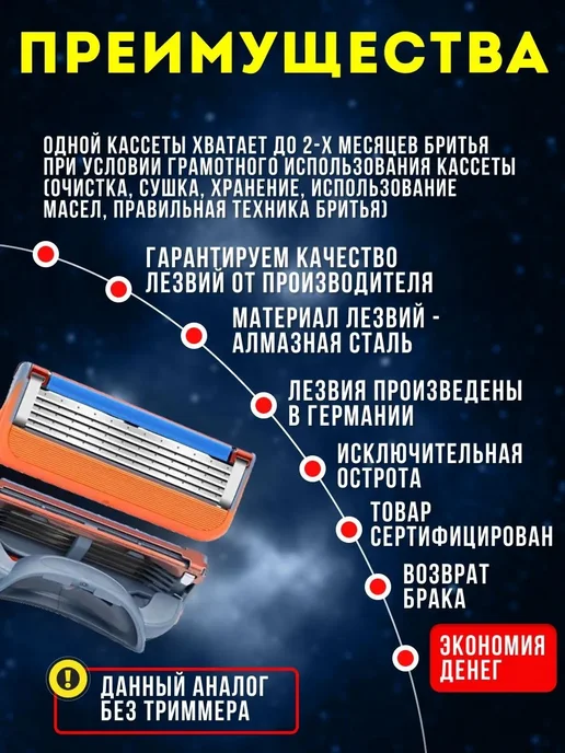Кассеты мужские сменные Fusion увлажняющие, вариант, фото 2