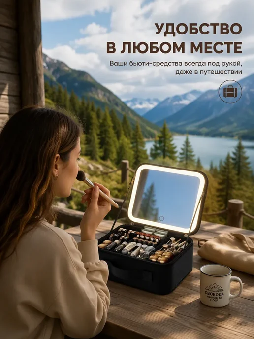 Косметичка дорожная, органайзер для косметики, с отделениями, вариант, фото 2