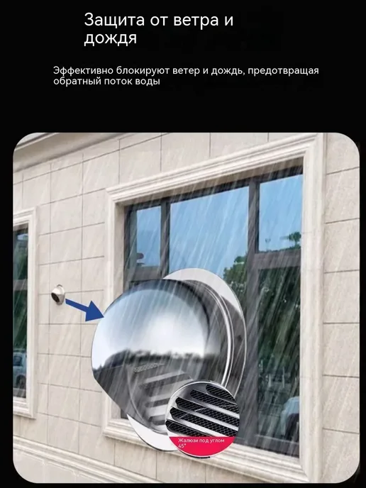Выход вентиляционный уличный 150 мм Стенной колпак с и 304, вариант, фото 7