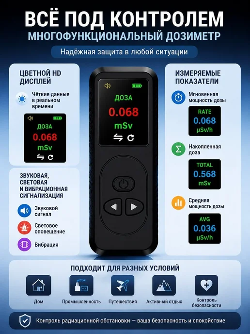 Дозиметр H28 персональный с TFT-дисплеем, вариант, фото 2