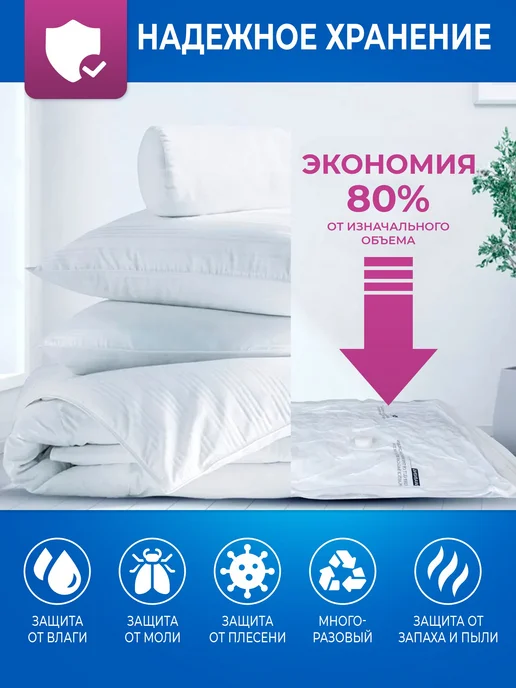 Вакуумные пакеты для одежды с насосом и клапаном, вариант, фото 2