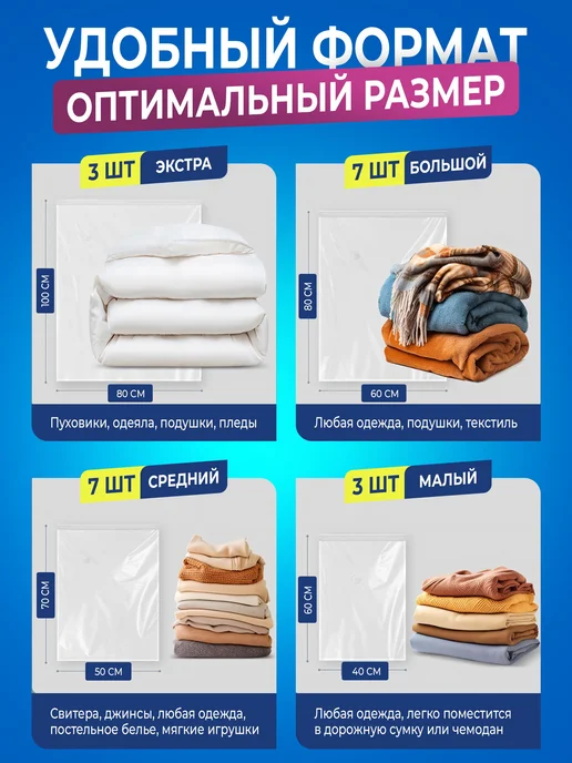 Вакуумные пакеты для одежды с насосом и клапаном, вариант, фото 3