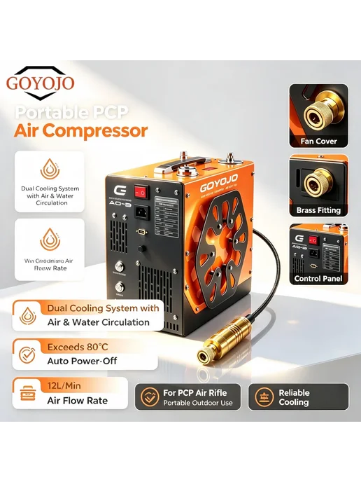 GOYOJO Компрессор PCP 400 бар 350 Вт 220V UK Plug, 350 Вт, фото 2