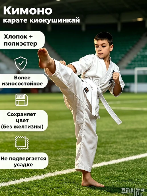 Куртка для самбо и карате, хлопок+полиэстер, 230 г м², 230 г
