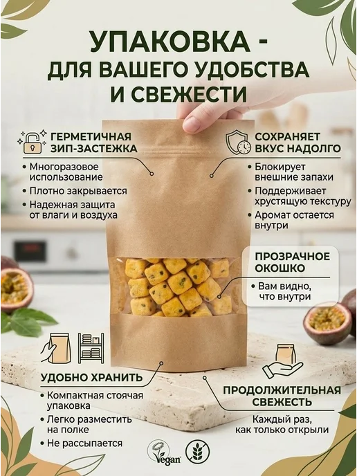 Сублимированная маракуйя кубики без сахара, 300 грамм, вариант, фото 2