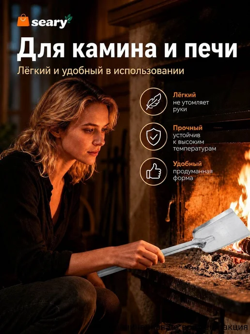 Металлический совок для угля и золы, длина 41 см, 52 см