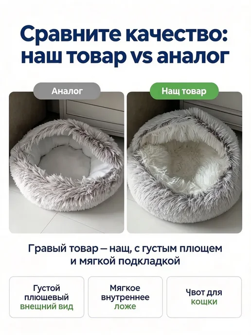 Лежак для кошки - Кофейный градиент 60*60cm, вариант, фото 2