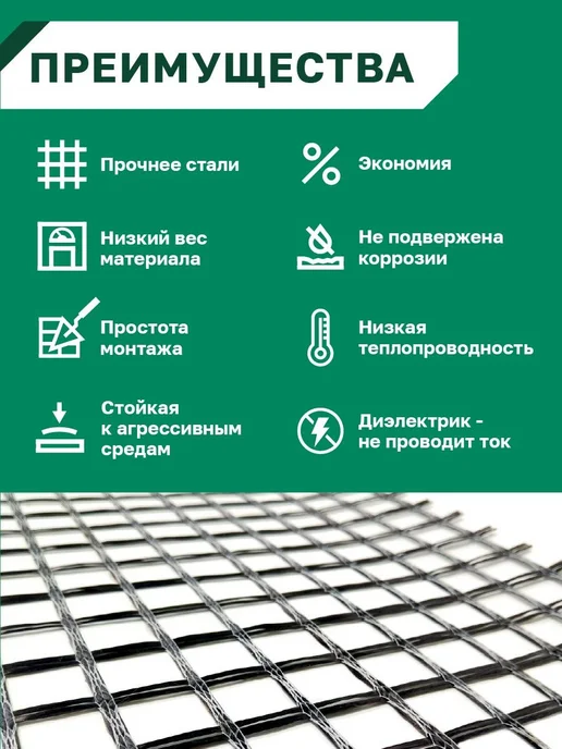 Сетка базальтовая кладочная 0,225 м. МИАГРИД 3030, прочность, 0,225 м, фото 3
