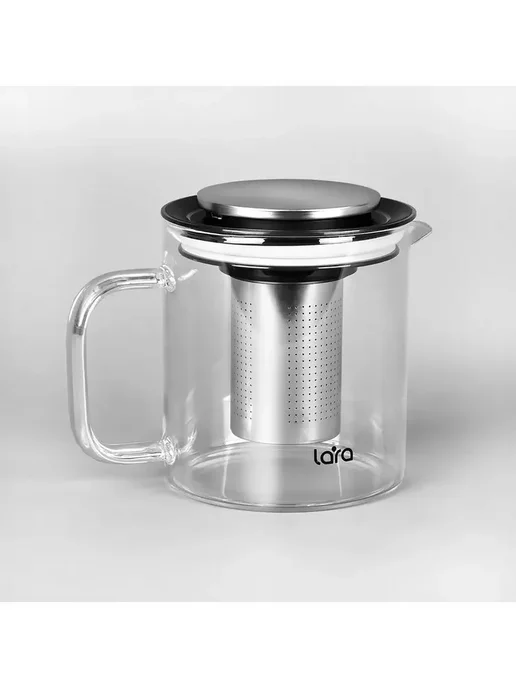 Чайник заварочный 1000 мл стеклянный LR06-27, 1 л, фото 6