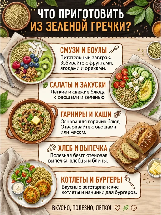 Гречка зеленая 5 кг, 5 кг, фото 3