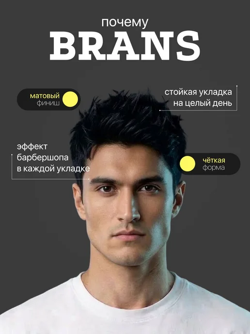 Глина для укладки волос мужская, Brans Premium 100 мл, 100 мл, фото 4