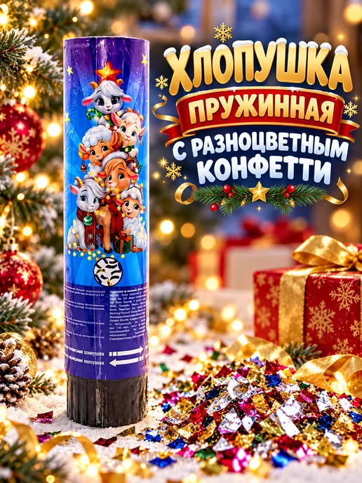 Трендовые товары 2 Хлопушка пружинная с разноцветным конфетти, вариант