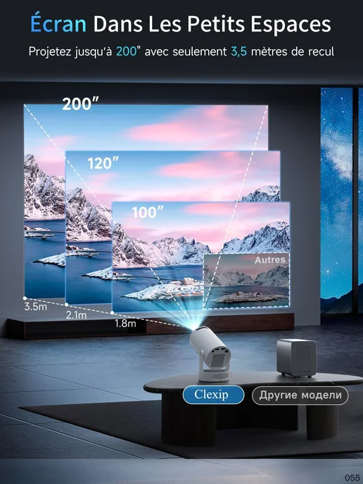 Белый домашний проектор 4K с WiFi, белый, фото 4