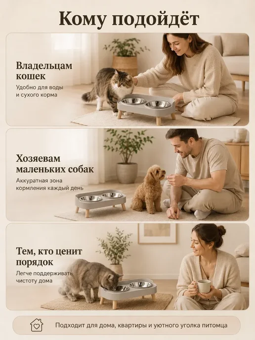 CATime Миски для собак и кошек с подставкой серые двойные, серый, фото 7