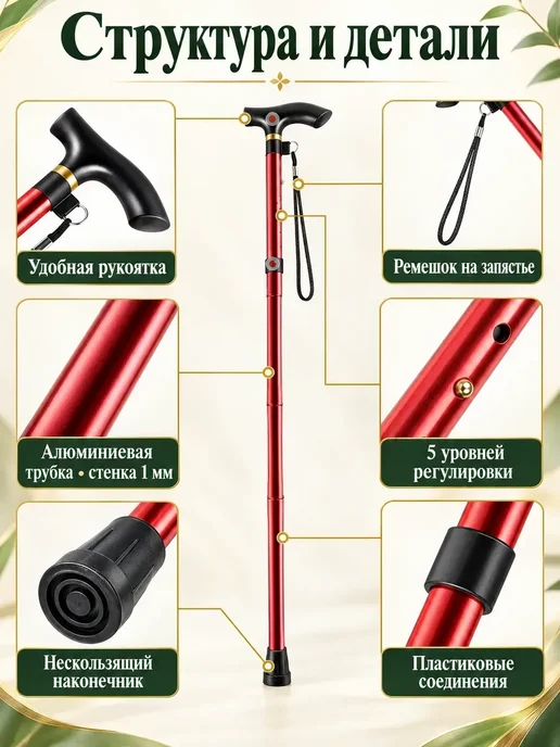 трость клевер кейн,95cm, желтый, фото 3