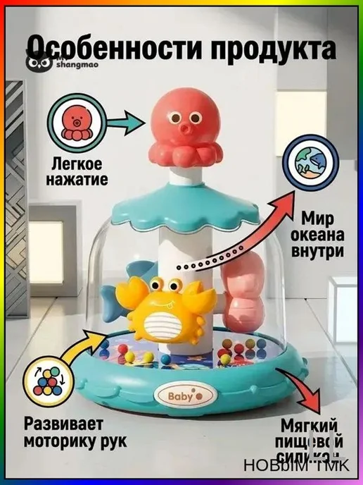 Юла классическая синяя для детей, синий